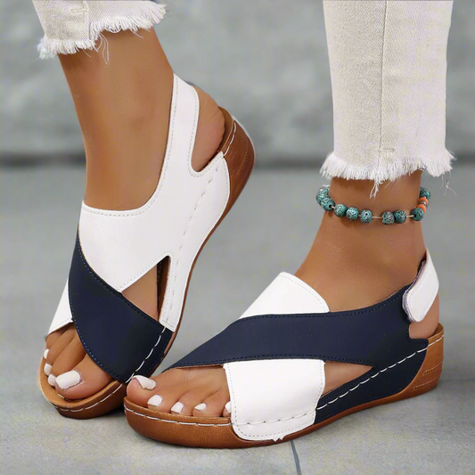 CMF Women Sandals Arch-support Breathable Cross-Strap Leather Anti-skid Summer