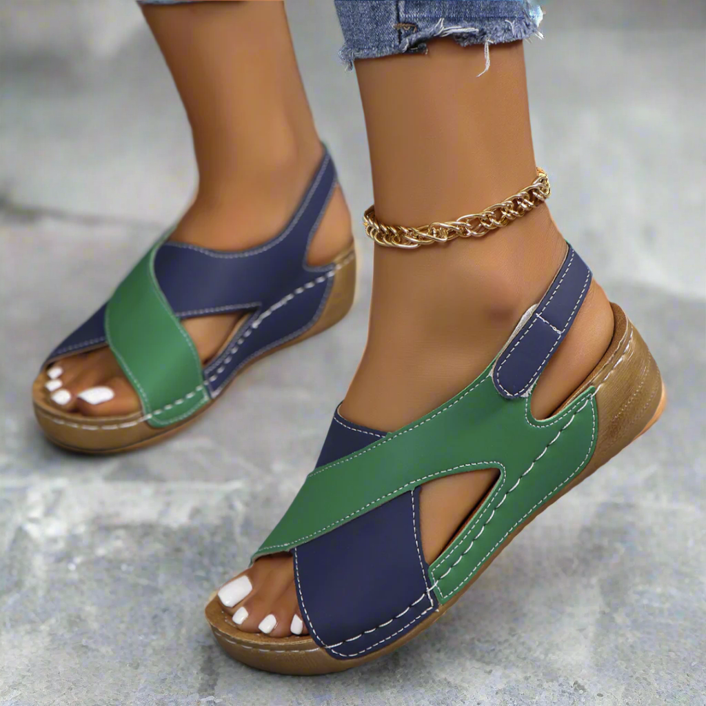 CMF Women Sandals Arch-support Breathable Cross-Strap Leather Anti-skid Summer