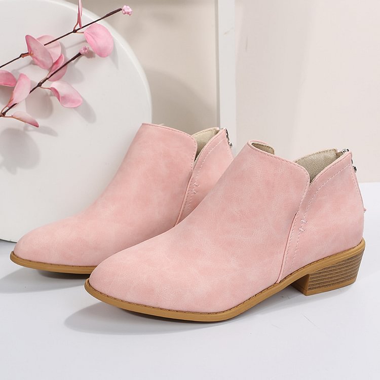 🔥LAST DAY 60% OFF🎉-Women's Comfortable Low Heel Ankle Zipper Chunky Boots -Buy two free shipping