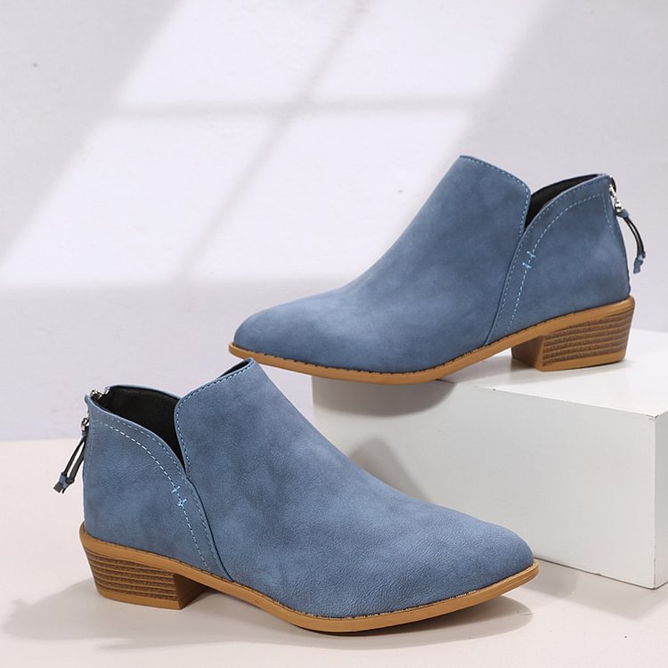 🔥LAST DAY 60% OFF🎉-Women's Comfortable Low Heel Ankle Zipper Chunky Boots -Buy two free shipping
