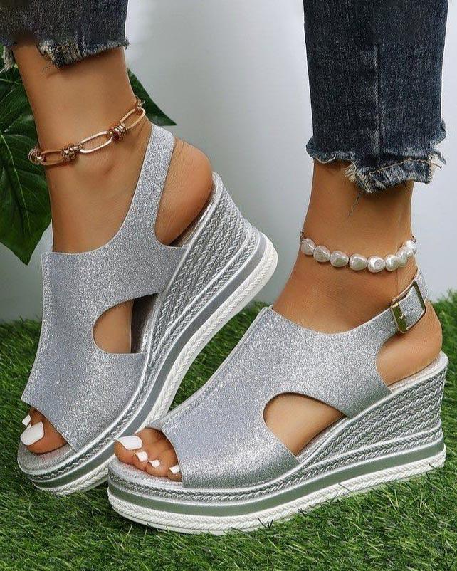 Melarey Fish Mouth Glitter Sandals
