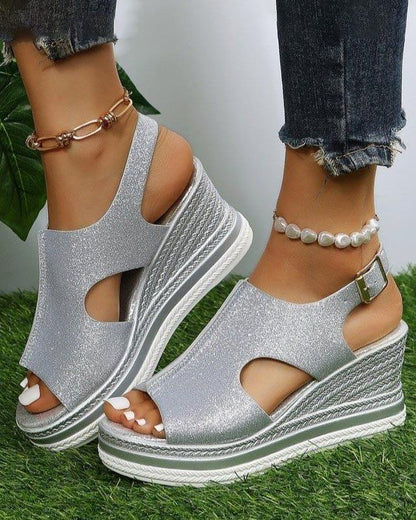 Melarey Fish Mouth Glitter Sandals