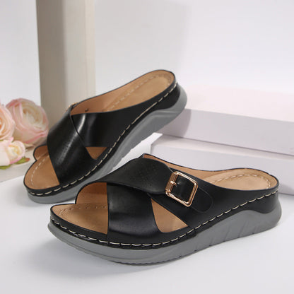 CMF Orthopedic Women Sandals New Thick Sole Slippers Arch Support Cross Strap Summer