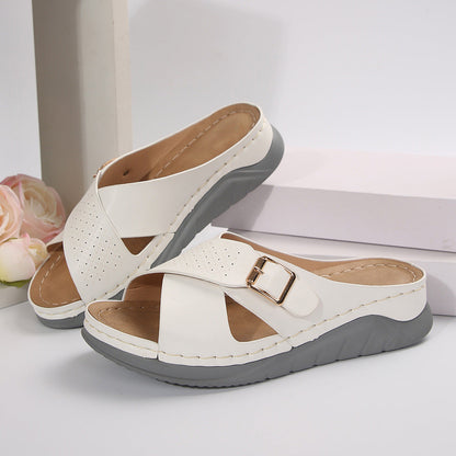 CMF Orthopedic Women Sandals New Thick Sole Slippers Arch Support Cross Strap Summer