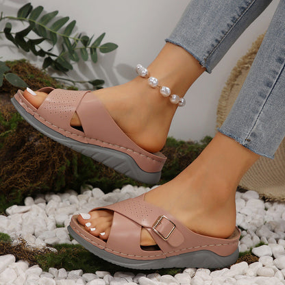 CMF Orthopedic Women Sandals New Thick Sole Slippers Arch Support Cross Strap Summer