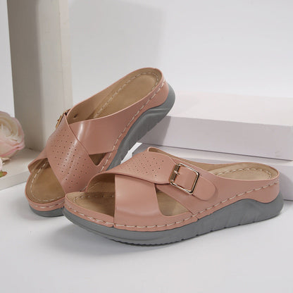 CMF Orthopedic Women Sandals New Thick Sole Slippers Arch Support Cross Strap Summer