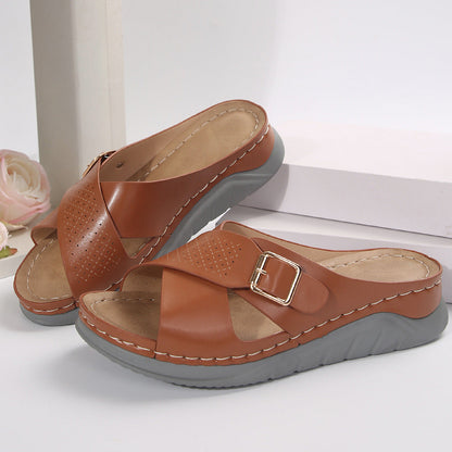 CMF Orthopedic Women Sandals New Thick Sole Slippers Arch Support Cross Strap Summer