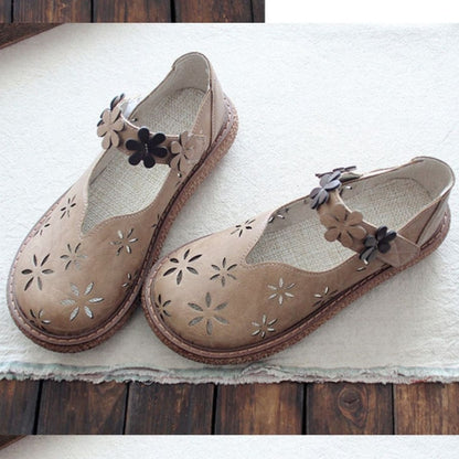 Women's Forest Style Hollow Petal Round Toe Retro Sandals