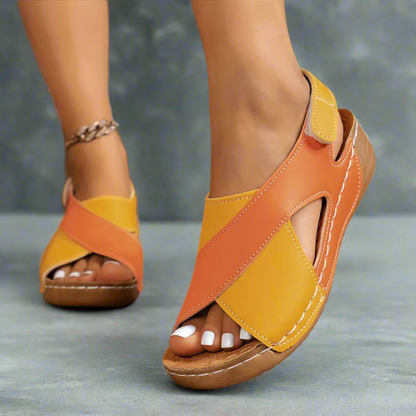 CMF Women Sandals Arch-support Breathable Cross-Strap Leather Anti-skid Summer