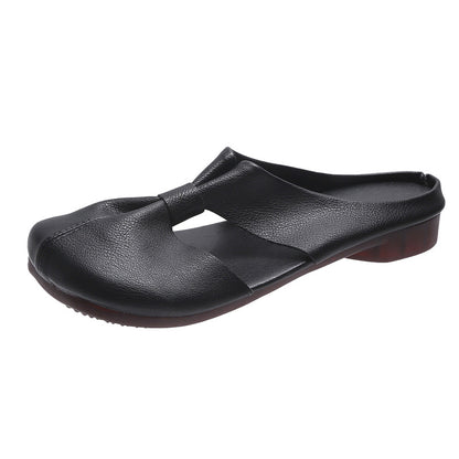 Women's Soft Leather Comfort Flats – Vintage-Inspired Slip-On Shoes