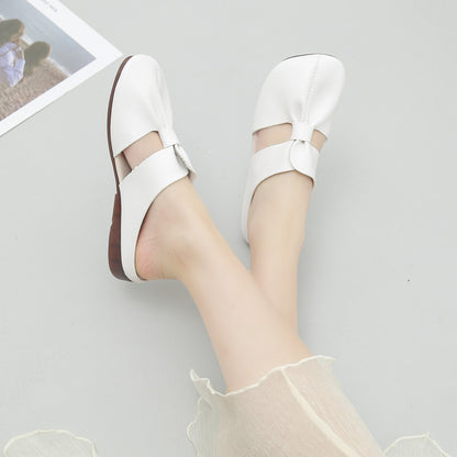 Women's Soft Leather Comfort Flats – Vintage-Inspired Slip-On Shoes