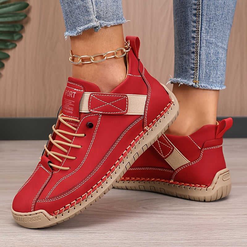 Women's Casual Solid Color Low-Top Sneakers, Outdoor Walking Shoes Suitable for Walking, Running, and Trekking