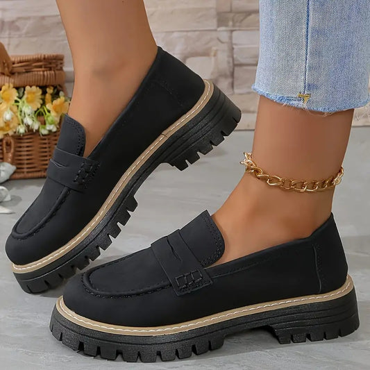 Women’s Comfortable Everyday Loafers – Cushioned Platform Sole with Timeless Style