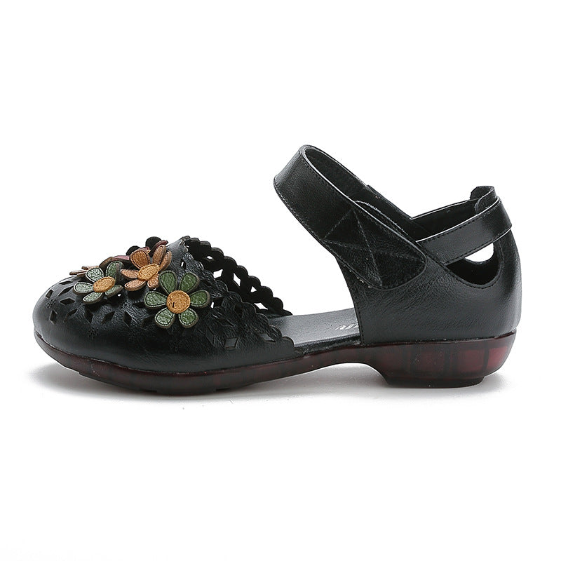 Women’s Handmade Leather Sandals – Floral Comfort Soft Sole Summer Shoes