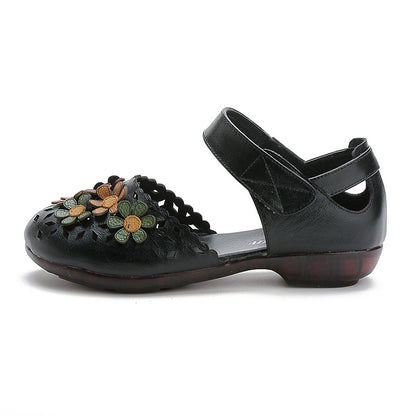Women’s Handmade Leather Sandals – Floral Comfort Soft Sole Summer Shoes