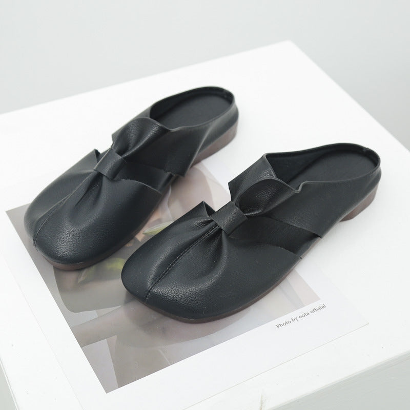 Women's Soft Leather Comfort Flats – Vintage-Inspired Slip-On Shoes