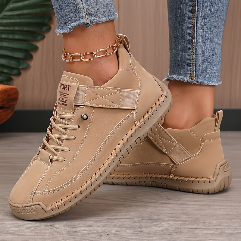 Women's Casual Solid Color Low-Top Sneakers, Outdoor Walking Shoes Suitable for Walking, Running, and Trekking