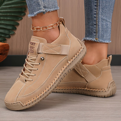 Women's Casual Solid Color Low-Top Sneakers, Outdoor Walking Shoes Suitable for Walking, Running, and Trekking