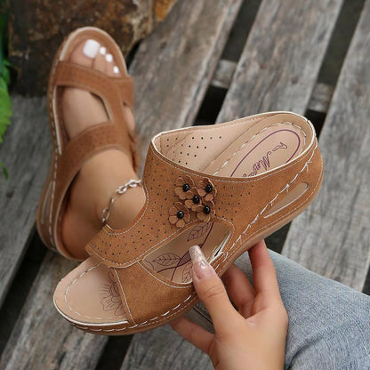 Women's Summer Floral Mules – Comfortable Slip-On Shoes with Elegant Design