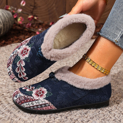 Women’s Warm Floral Winter Ankle Boots – Cozy, Lightweight & Non-Slip Everyday Shoes