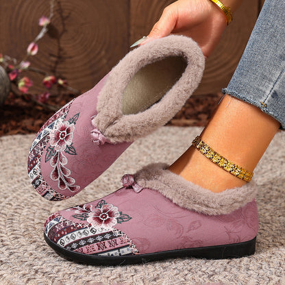 Women’s Warm Floral Winter Ankle Boots – Cozy, Lightweight & Non-Slip
