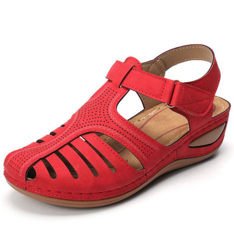 Soft PU Leather Closed Toe Vintage Anti-Slip Sandals
