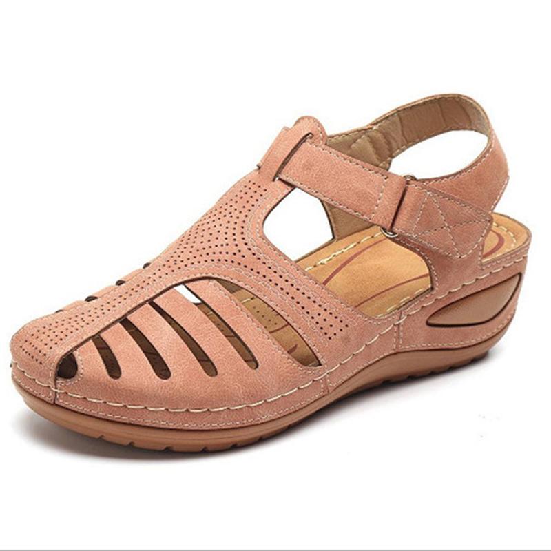 Soft PU Leather Closed Toe Vintage Anti-Slip Sandals