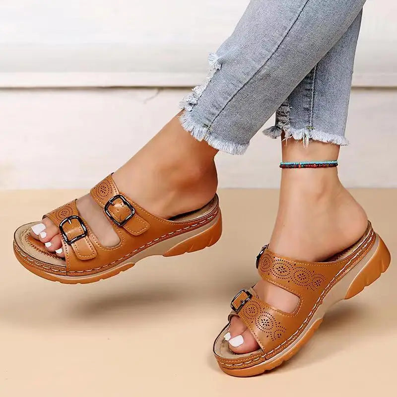 CMF Orthopedic Women Sandals Thick Sole Leather Comfort Summer
