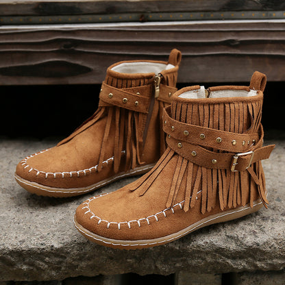 🔥Last Day 55% Discount-2023 New Short Sleeve Orthopedic Women's Tassel Boots-Buy 2 Free Shipping