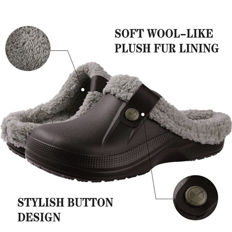 Women's Comfort Winter Warm Fleece Lined Mules Slippers Waterproof Indoor Outdoor Non-slip House Shoes