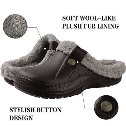 Women's Comfort Winter Warm Fleece Lined Mules Slippers Waterproof Indoor Outdoor Non-slip House Shoes