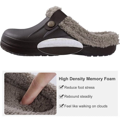 Women's Comfort Winter Warm Fleece Lined Mules Slippers Waterproof Indoor Outdoor Non-slip House Shoes