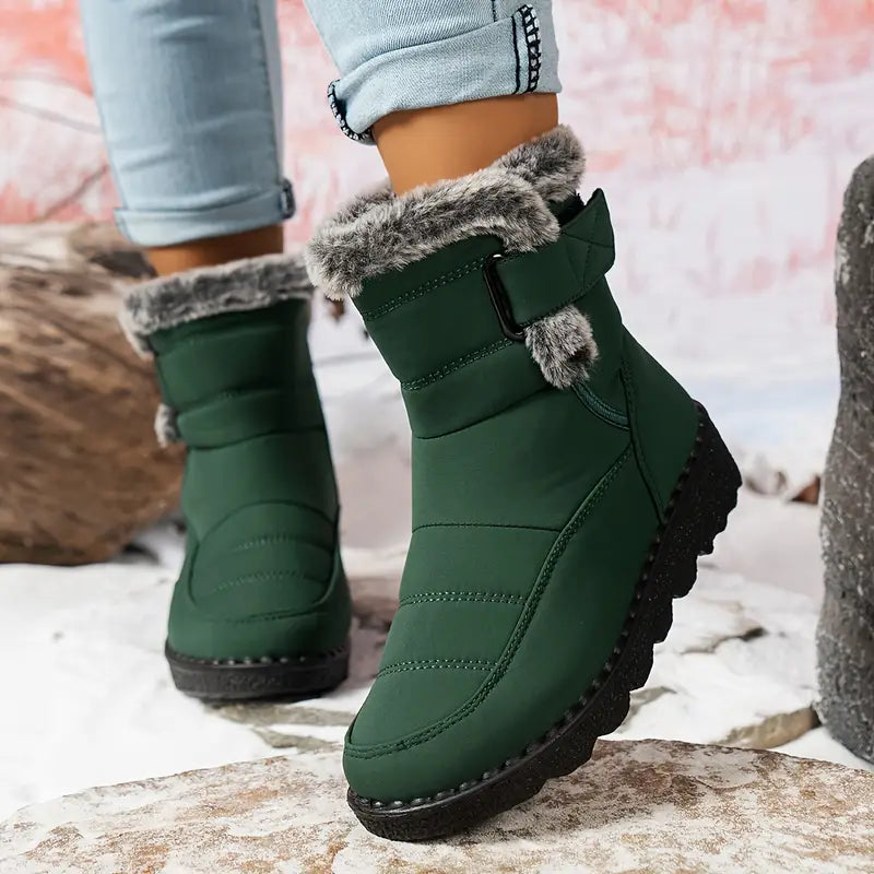 Women’s Winter Fur-Lined Snow Boots – Warm, Waterproof & Non-Slip Ankle Boots for Cold Weather