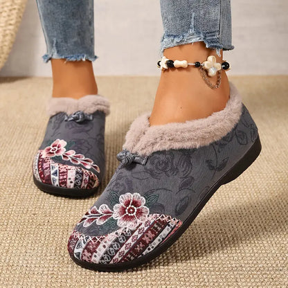 Women’s Warm Floral Winter Ankle Boots – Cozy, Lightweight & Non-Slip Everyday Shoes