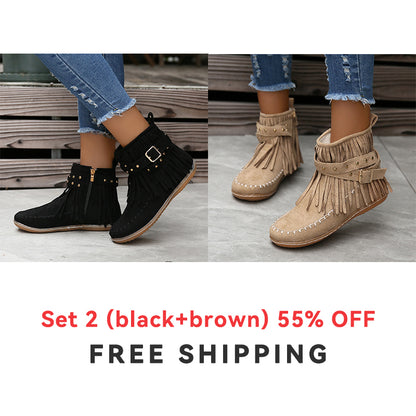 🔥Last Day 55% Discount-2023 New Short Sleeve Orthopedic Women's Tassel Boots-Buy 2 Free Shipping