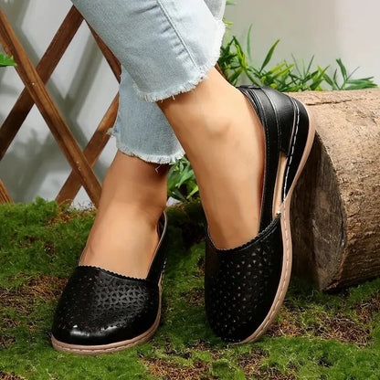 Women’s Breathable Cutout Comfort Shoes – Lightweight Slingback Walking Flats