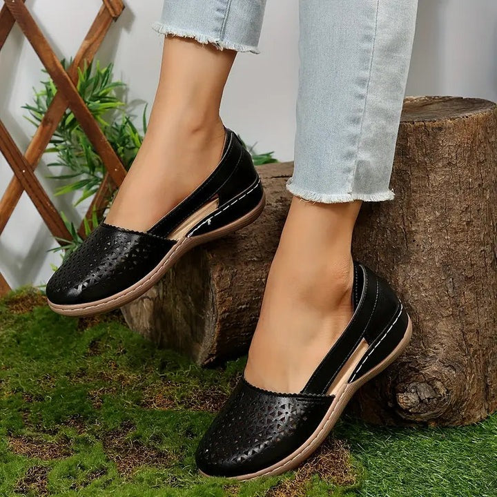 Women’s Breathable Cutout Comfort Shoes – Lightweight Slingback Walking Flats