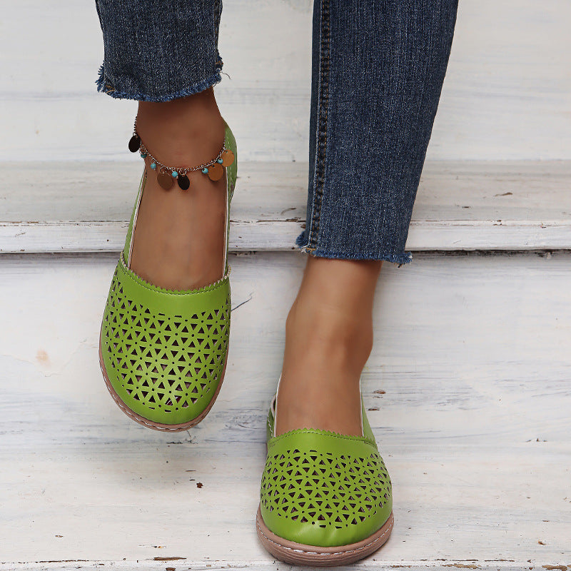 Women’s Breathable Cutout Comfort Shoes – Lightweight Slingback Walking Flats