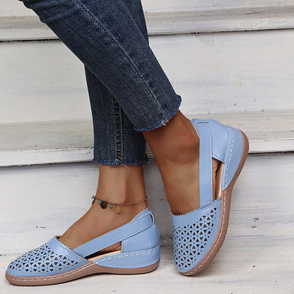 Women’s Breathable Cutout Comfort Shoes – Lightweight Slingback Walking Flats