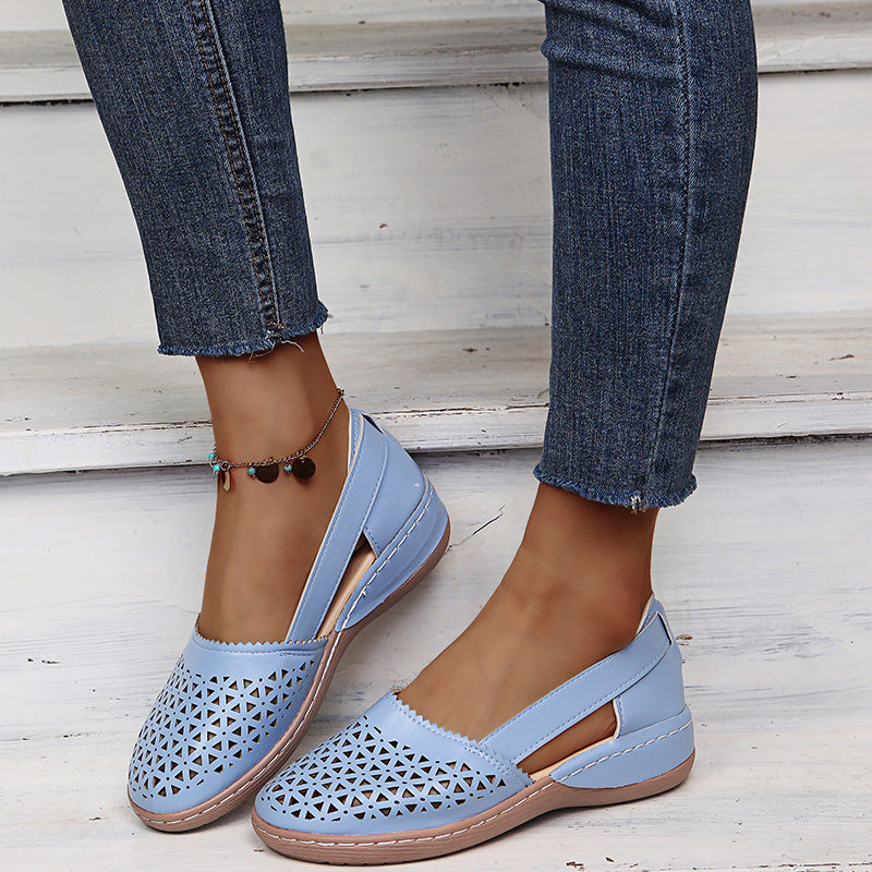 Women’s Breathable Cutout Comfort Shoes – Lightweight Slingback Walking Flats