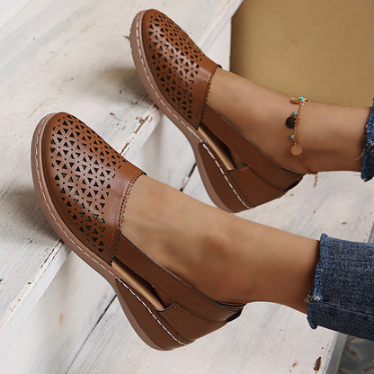 Women’s Breathable Cutout Comfort Shoes – Lightweight Slingback Walking Flats
