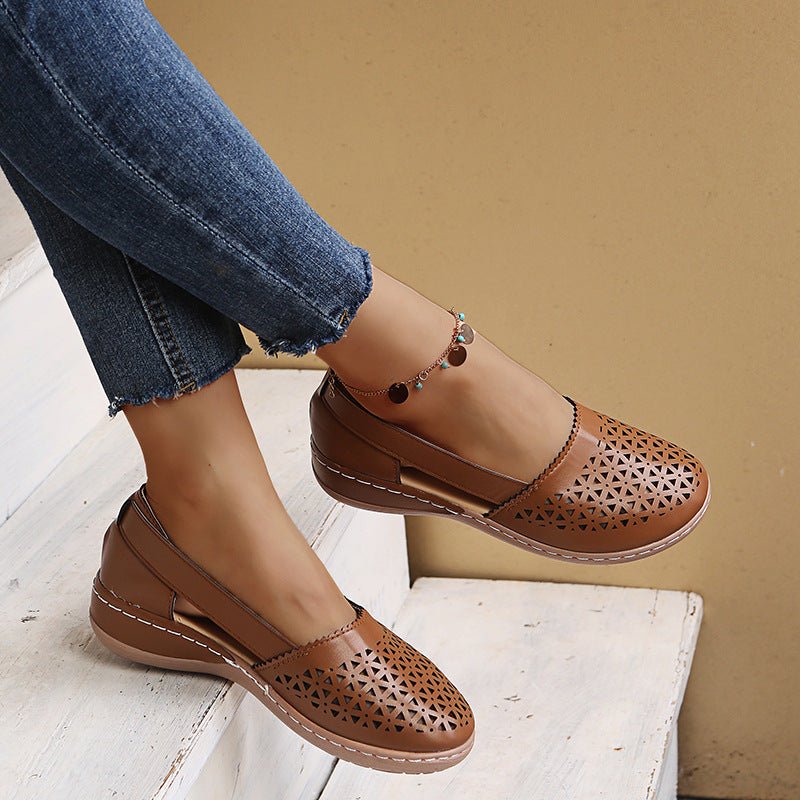 Women’s Breathable Cutout Comfort Shoes – Lightweight Slingback Walking Flats
