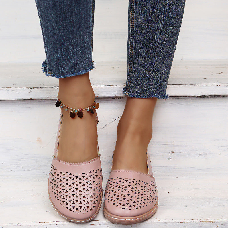 Women’s Breathable Cutout Comfort Shoes – Lightweight Slingback Walking Flats