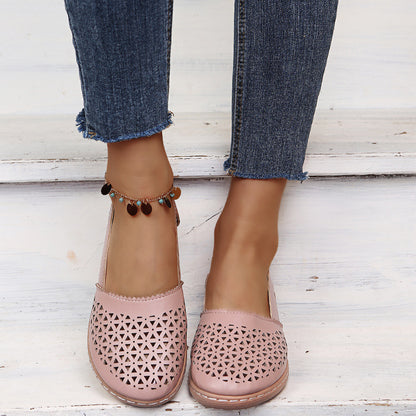 Women’s Breathable Cutout Comfort Shoes – Lightweight Slingback Walking Flats