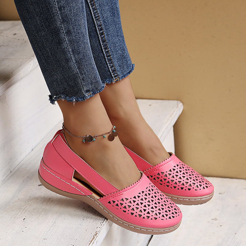 Women’s Breathable Cutout Comfort Shoes – Lightweight Slingback Walking Flats