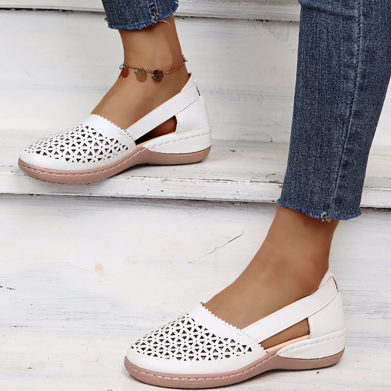 Women’s Breathable Cutout Comfort Shoes – Lightweight Slingback Walking Flats