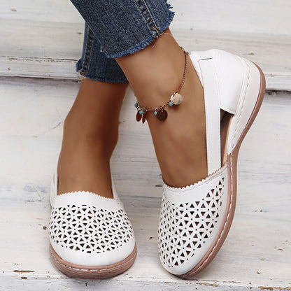 Women’s Breathable Cutout Comfort Shoes – Lightweight Slingback Walking Flats