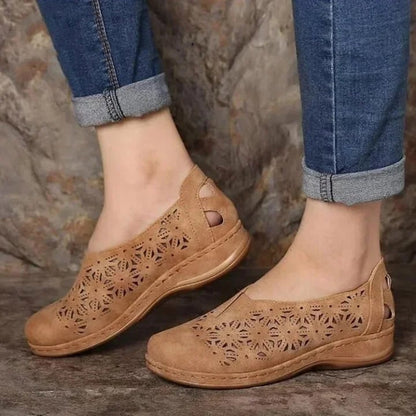 Hollow Elastic Orthopedic Leather Shoes
