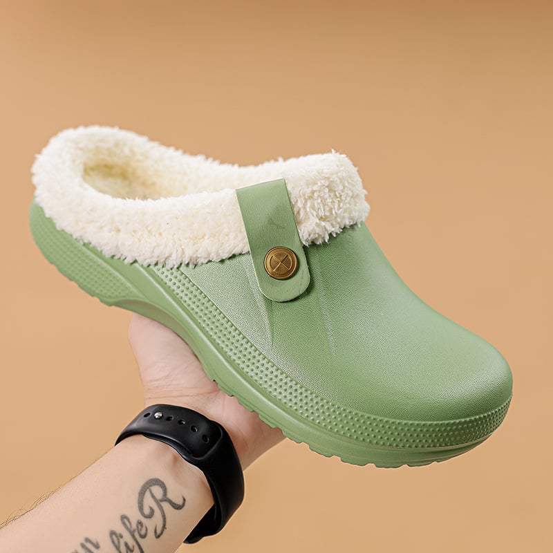 Women's Comfort Winter Warm Fleece Lined Mules Slippers Waterproof Indoor Outdoor Non-slip House Shoes