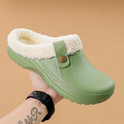 Women's Comfort Winter Warm Fleece Lined Mules Slippers Waterproof Indoor Outdoor Non-slip House Shoes